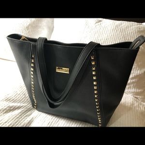 BCBG Black Tote with Gold Studs